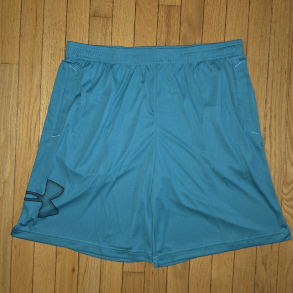 New NWT Under Armour Loose Men's Green Turquoise Blue Athletic Shorts Size XL